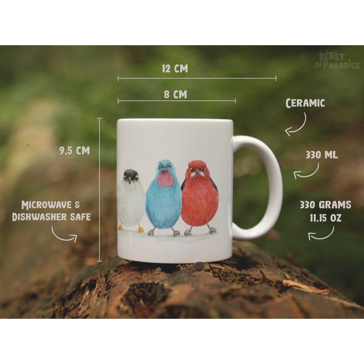 Keramische mok, Zuid -Amerikaanse vogels, grappige mokken, dierenmok