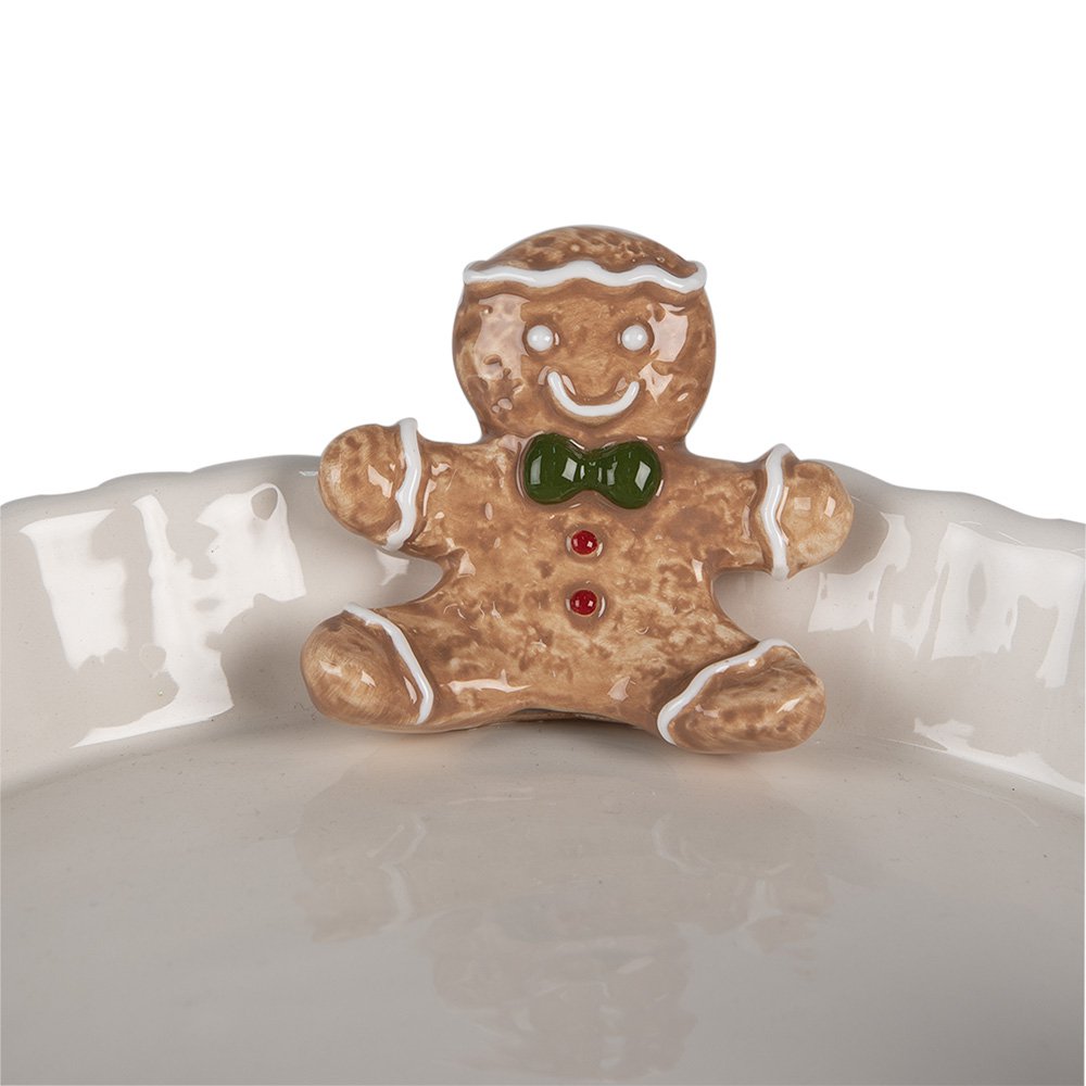 Decorative bowl Ø 23x7 cm White Ceramic Gingerbread man Serving bowl