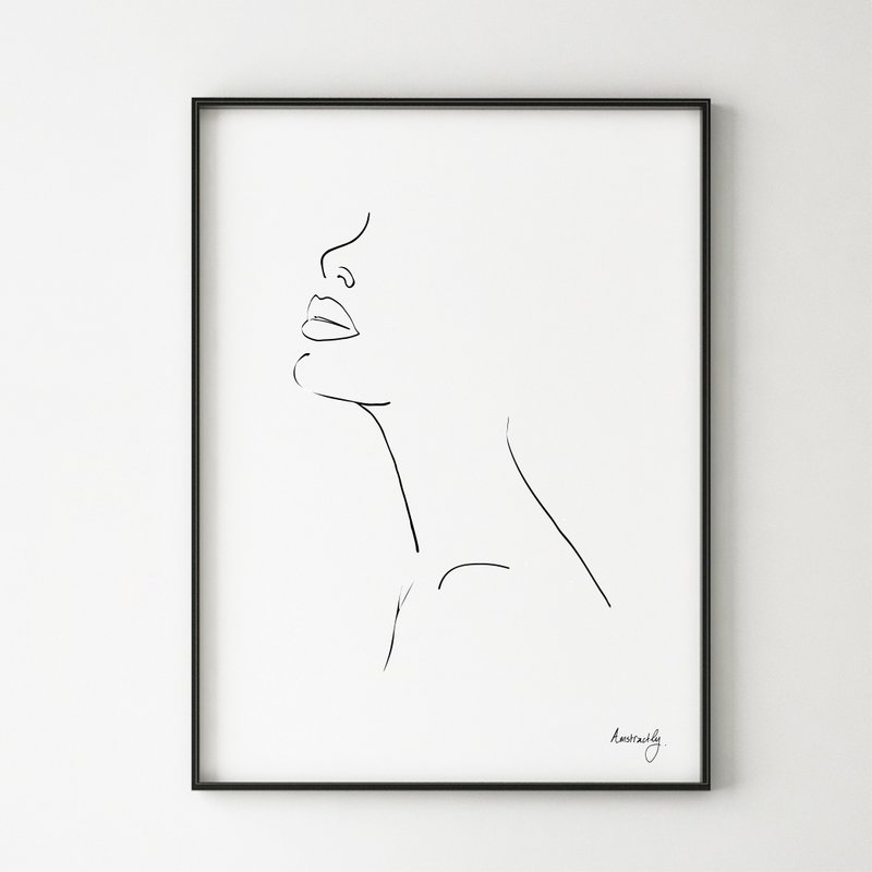 Værd om mig nu - Kvindeskulptur Line Art Print