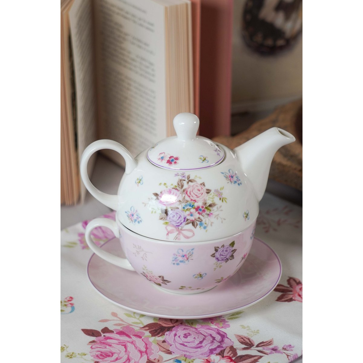 Zestaw herbaty porcelanowej na jedną florę 400 ml Isabelle Rose