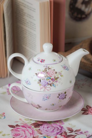 Porcelain tea set for one Flora 400 ml Isabelle Rose