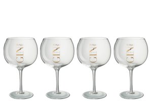 J-Line glass High Gin - transparent/gold - gift box - 4 pieces