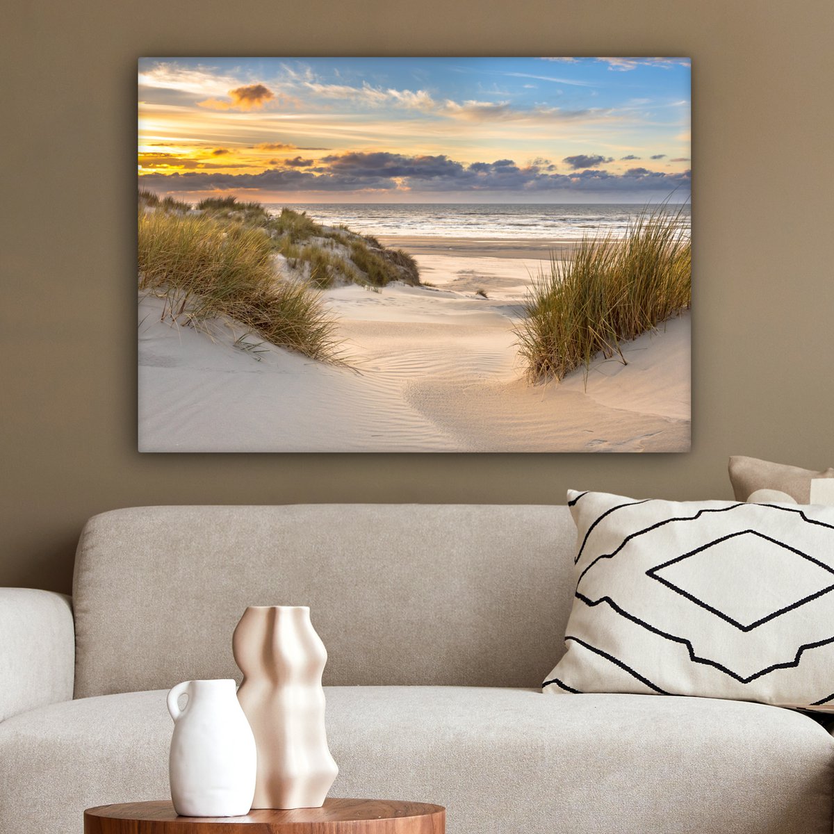 Pintura de lona - Decoración de la pared Beach - Dune - Grass - Sunset - Sala de decoración de la pared - Decoración del dormitorio - Accesorios de habitaciones - Pinturas sobre lienzo