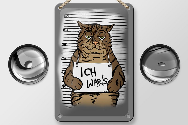 Tin sign cat 12x18cm It was me mugshot police photo decoration