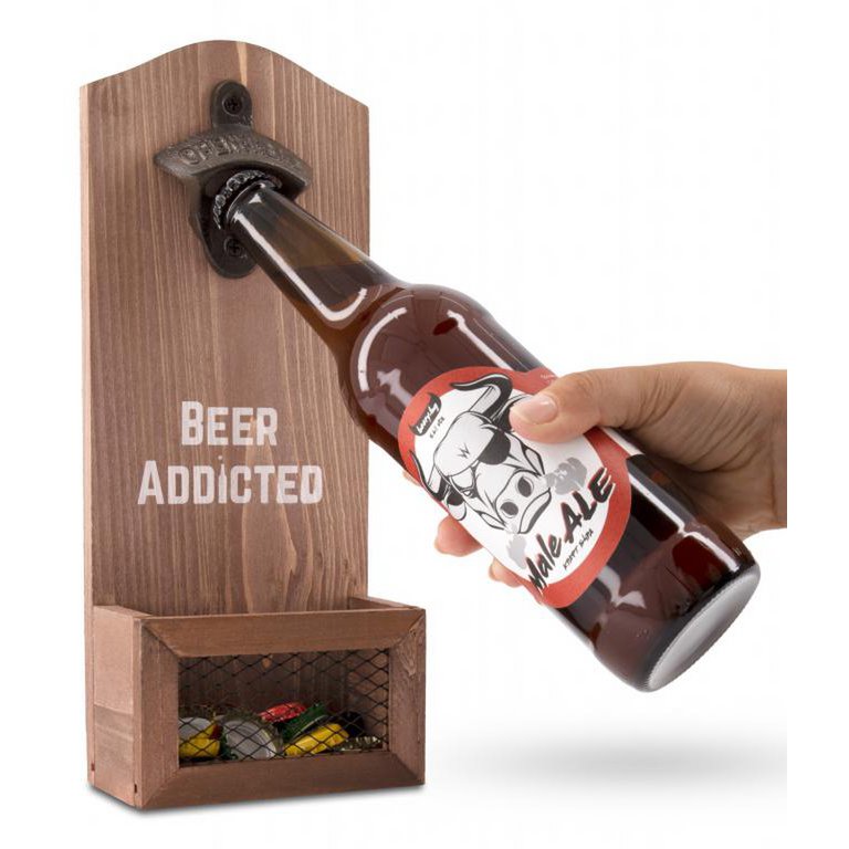 Wall-Mounted Beer Bottle Opener with Catcher