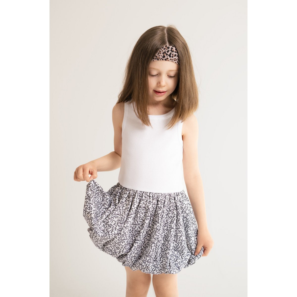 Balloon dress made of cotton with zebra rock