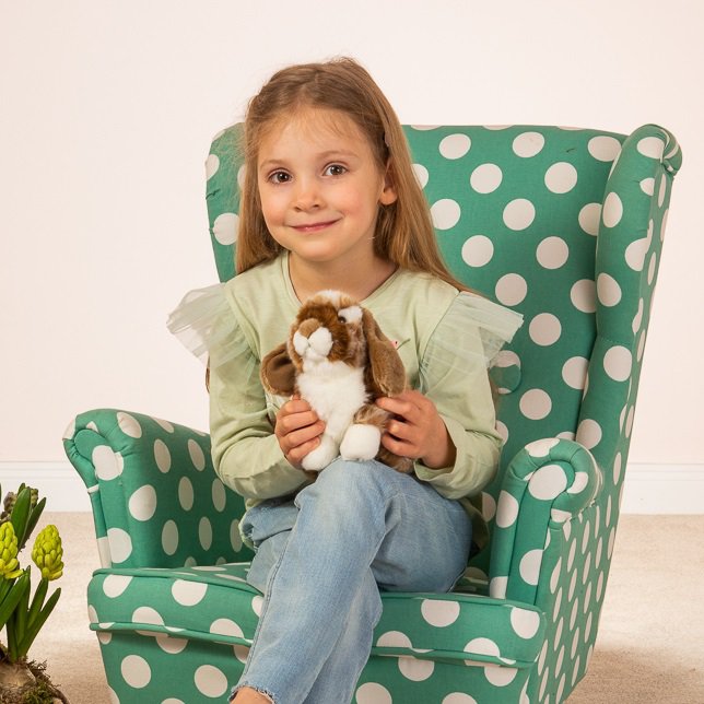 Rabbit sitting dark brown white spotted 20 cm - plush toy - stuffed animal
