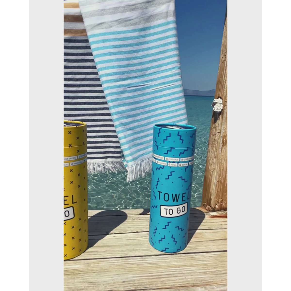 TOWEL TO GO BALI Cotton Beach Towel 180x100 cm | Lightweight | Turquoise / Green | with Gift Box