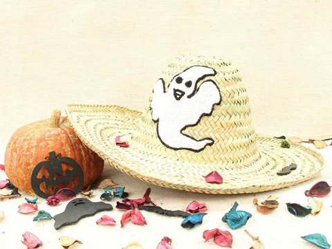 Personalisierter Hexen-Strohhut für Halloween