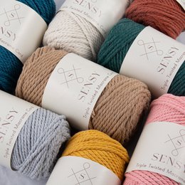 Sensy Premium 3mm - 82 yards 100% Cotton 3 Strand Twisted Macrame Cord