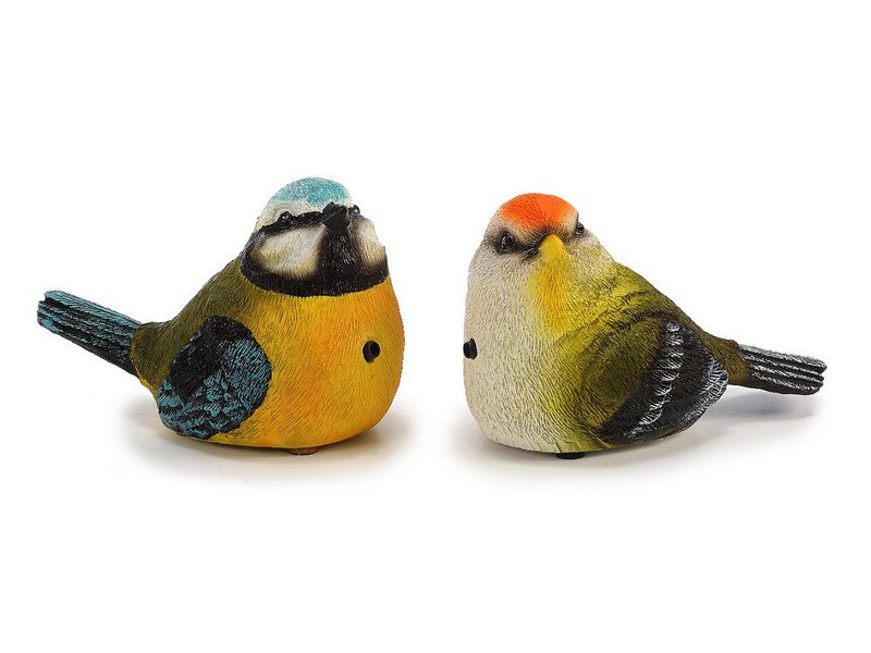 Vogel gemaakt van poly met bewegingsdetector 10x6x7cm