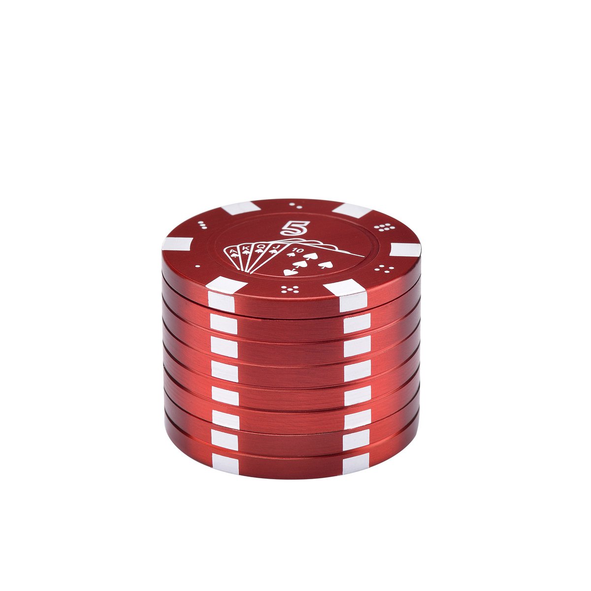 CHAMP HIGH - Tabaks- en aromatische kruidenmolen - Kruidenmolen - 3 onderdelen en haaientanden - Modern design - Diameter 42 mm - Met schraper - Zink - Pokerchip