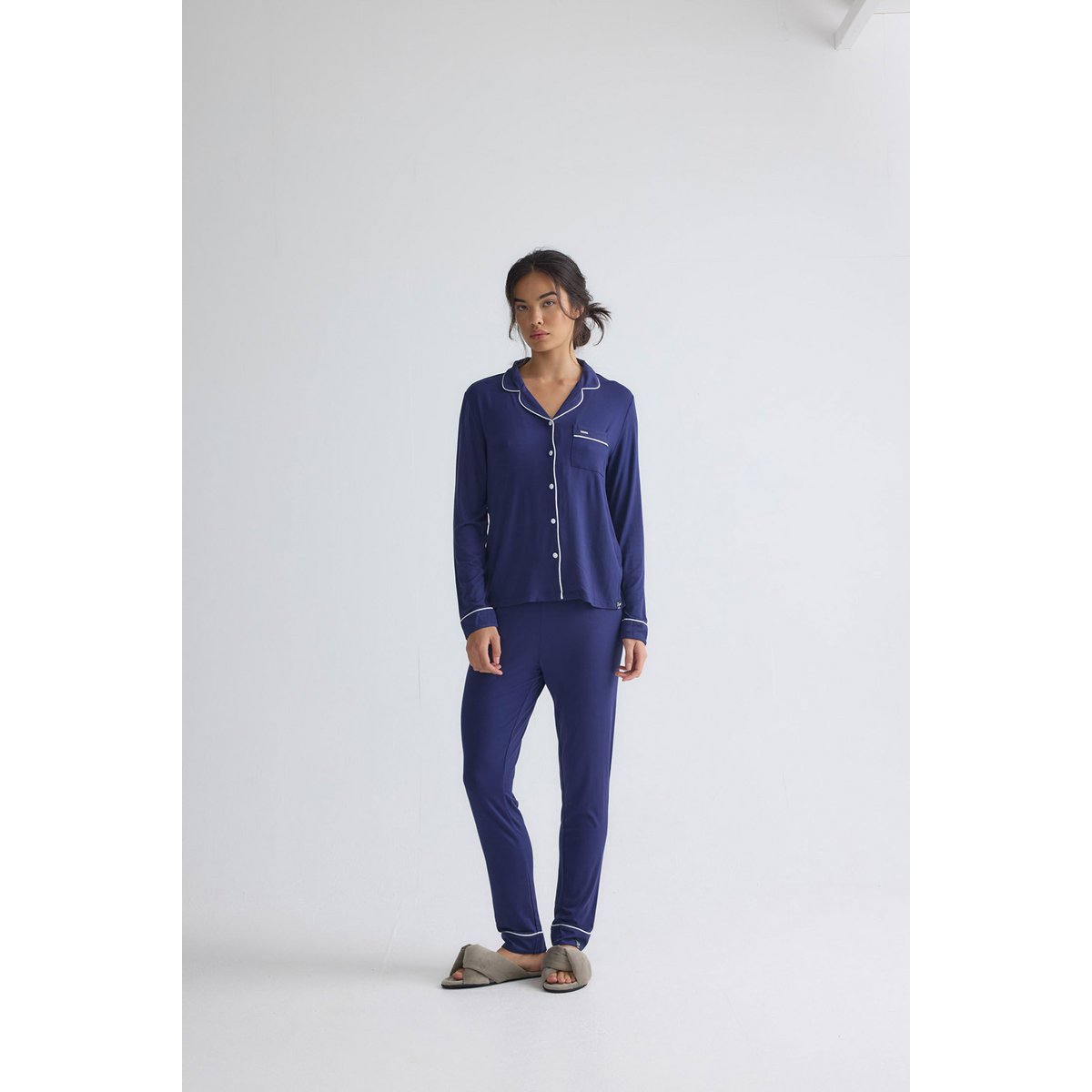 Bamboo Long Pyjama Set in Midnight