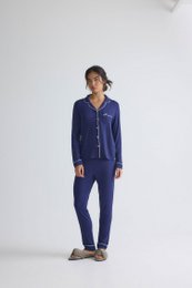 Langes Bambus-Pyjama-Set in Mitternacht