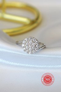 925 Silver Pavé Button Ring