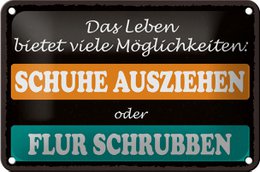 Tin sign saying 18x12cm take off shoes hallway scrub decoration