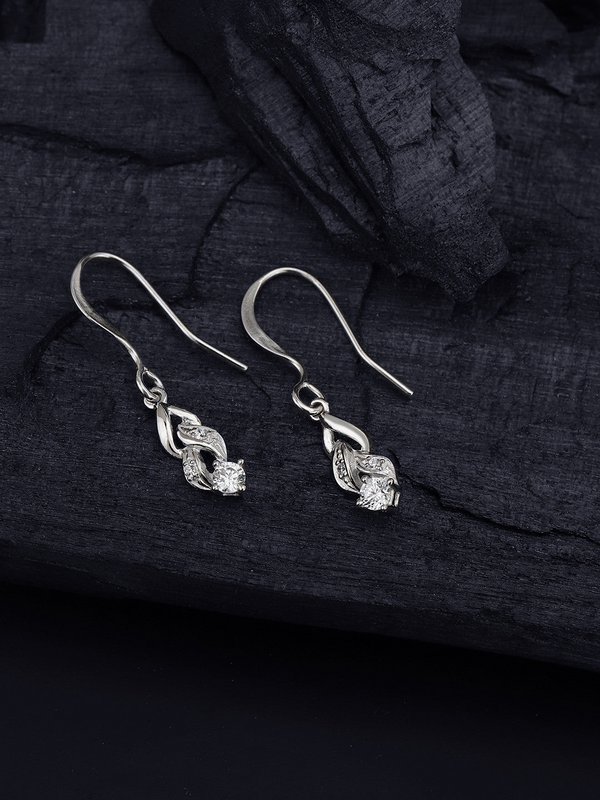 Drop øreringe | Dingler CZ Sterling Sølvbelagt | Rhodium