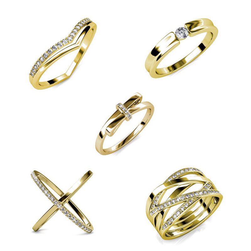 Discovery Pack 5 guldfarvede ringe