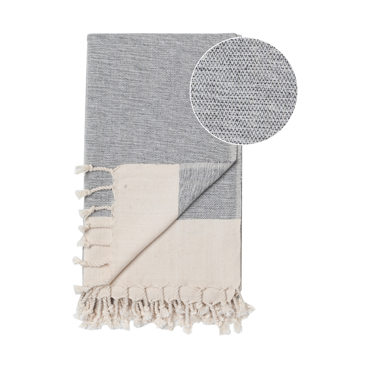 MANOLIA Telo Mare Hammam in Cotone – Leggero – Grigio - 180x100 cm