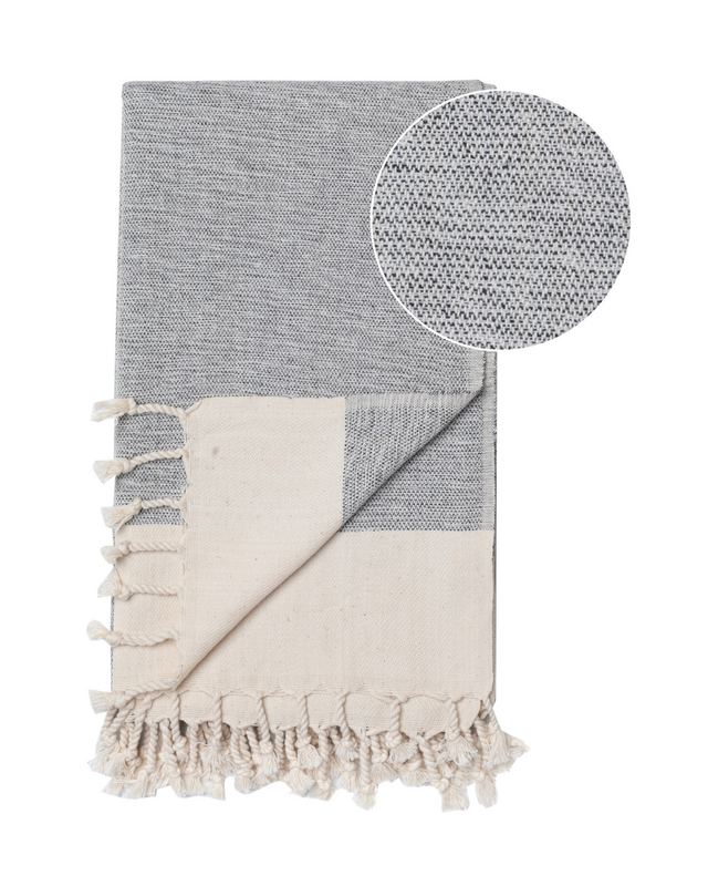 MANOLIA Telo Mare Hammam in Cotone – Leggero – Grigio - 180x100 cm