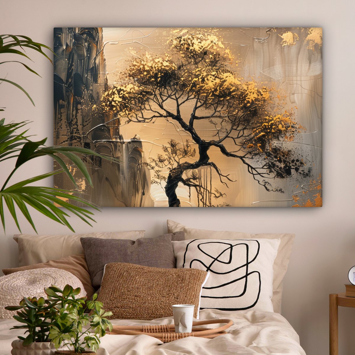 Peinture sur toile - décoration murale - or - paysage - peinture - décoration murale salon - décoration de chambre moderne - peintures abstraites