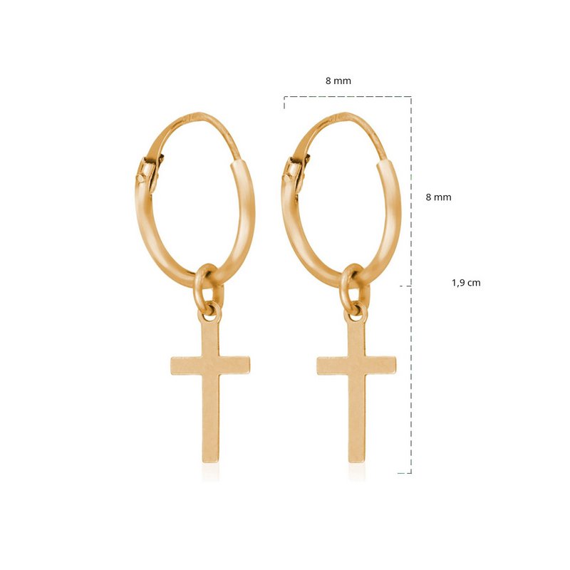 Pendientes cruzados de oro amarillo de 9k