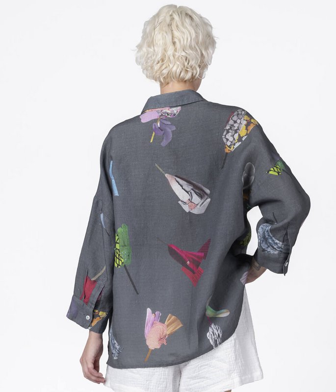 Linnen overhemd Fashionista Grijs