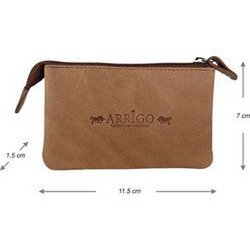Taupe Leather Key Pocket med lynlås - lille tegnebog til damer med fleksibelt læder, perfekt til at organisere dine nøgler og små vigtige ting.
