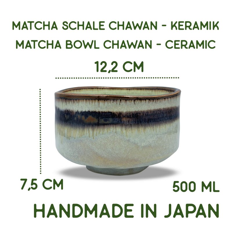 Japansk matcha skål Chawan Wasabi håndlavet af keramik