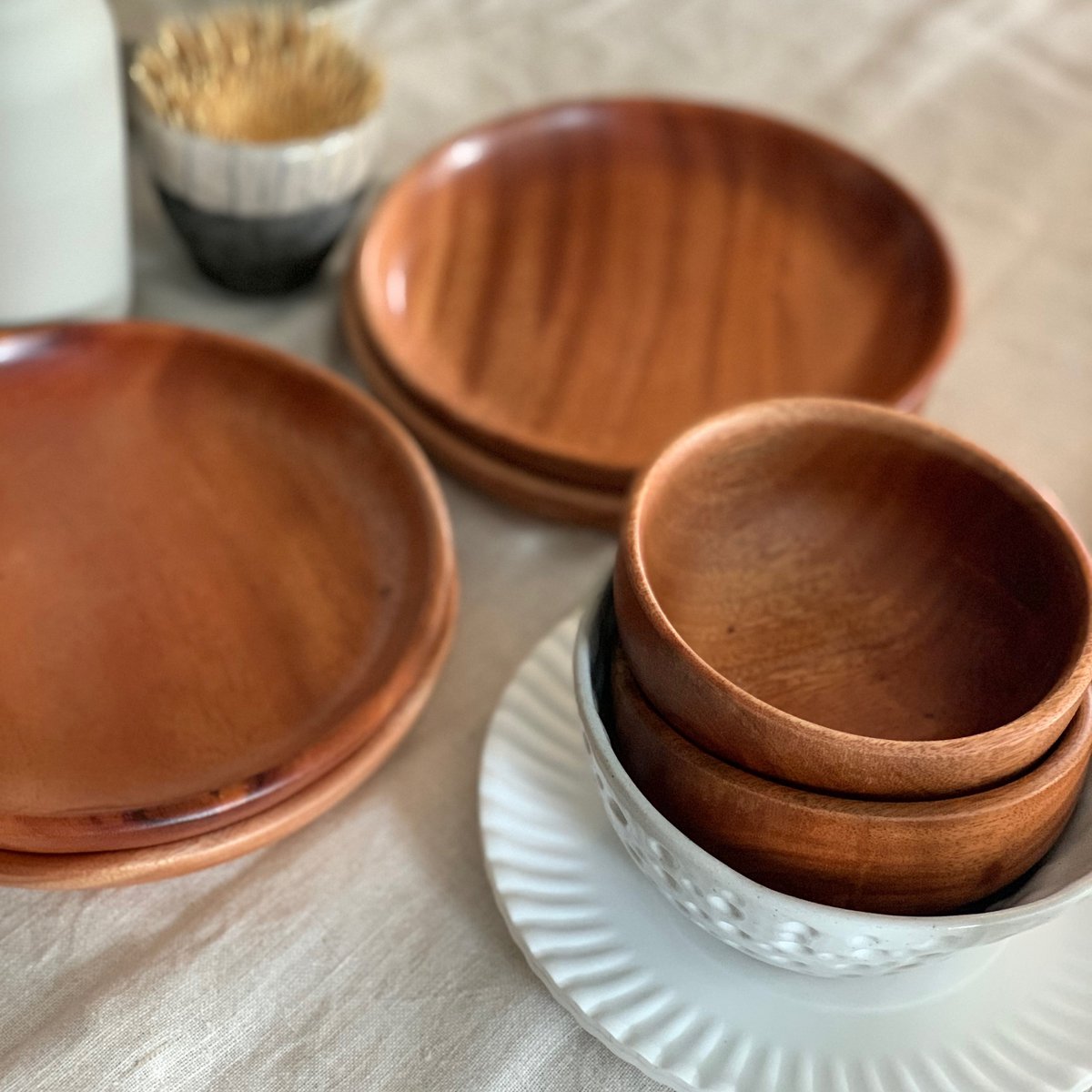Handmade Tableware - Dessert Bowl - Ø12 cm - Eco-friendly - Khaya Wood