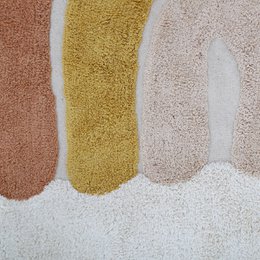 Rainbow washable cotton children's rug with RAINBOW TOFFEE pompoms