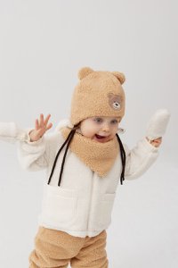 LEO ECRU Plüsch-Kinderjacke