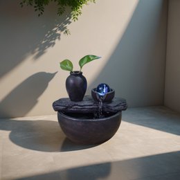 Zimmerbrunnen – Kieselsäure – Zen- und entspannende Dekoration – Geschenkidee – Buntes LED-Licht
