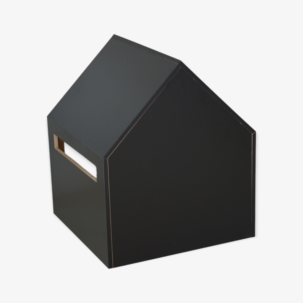 Kattenhuis | hondenhuis | hout | katoen | zwart | 58 x 58 x 65 cm