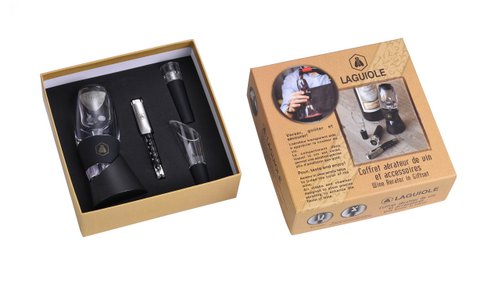 LAGUIOLE COFFRET VIN WINE AERATOR GIFTSET 4 ACCESSORIES