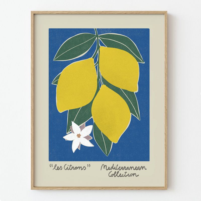 Mediterrane Kollektion – Zitronen-Kunstdruck