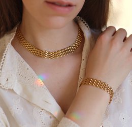 Oliveira – Gold-Silber-Mesh-Choker-Halskette