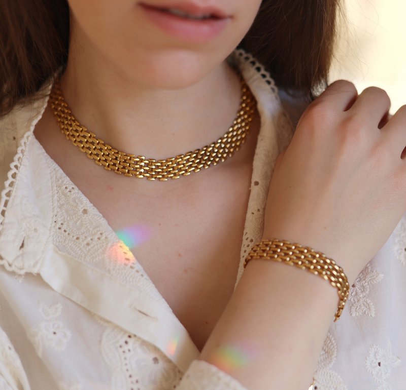 Oliveira – Gold-Silber-Mesh-Choker-Halskette