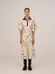 Brown Blooms Flower Print Midi Dress