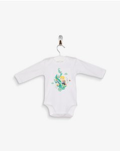 Witte bodysuit met Jack en de magische boon 100% biologisch katoen gecertificeerd OEKO-TEX