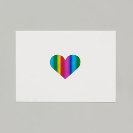 Colorful heart-shaped card with a rainbow gradient design, suitable for love and Valentine's Day celebrations.