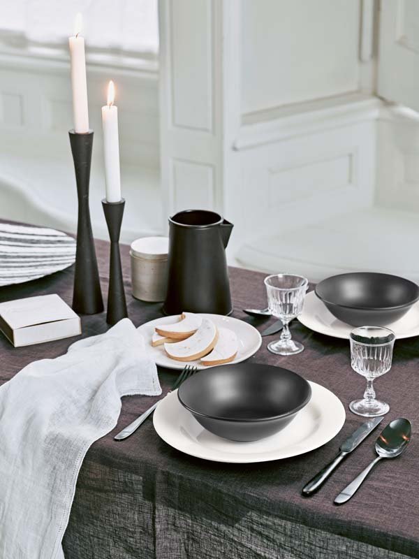 Candle Holder Metal Black 20cm