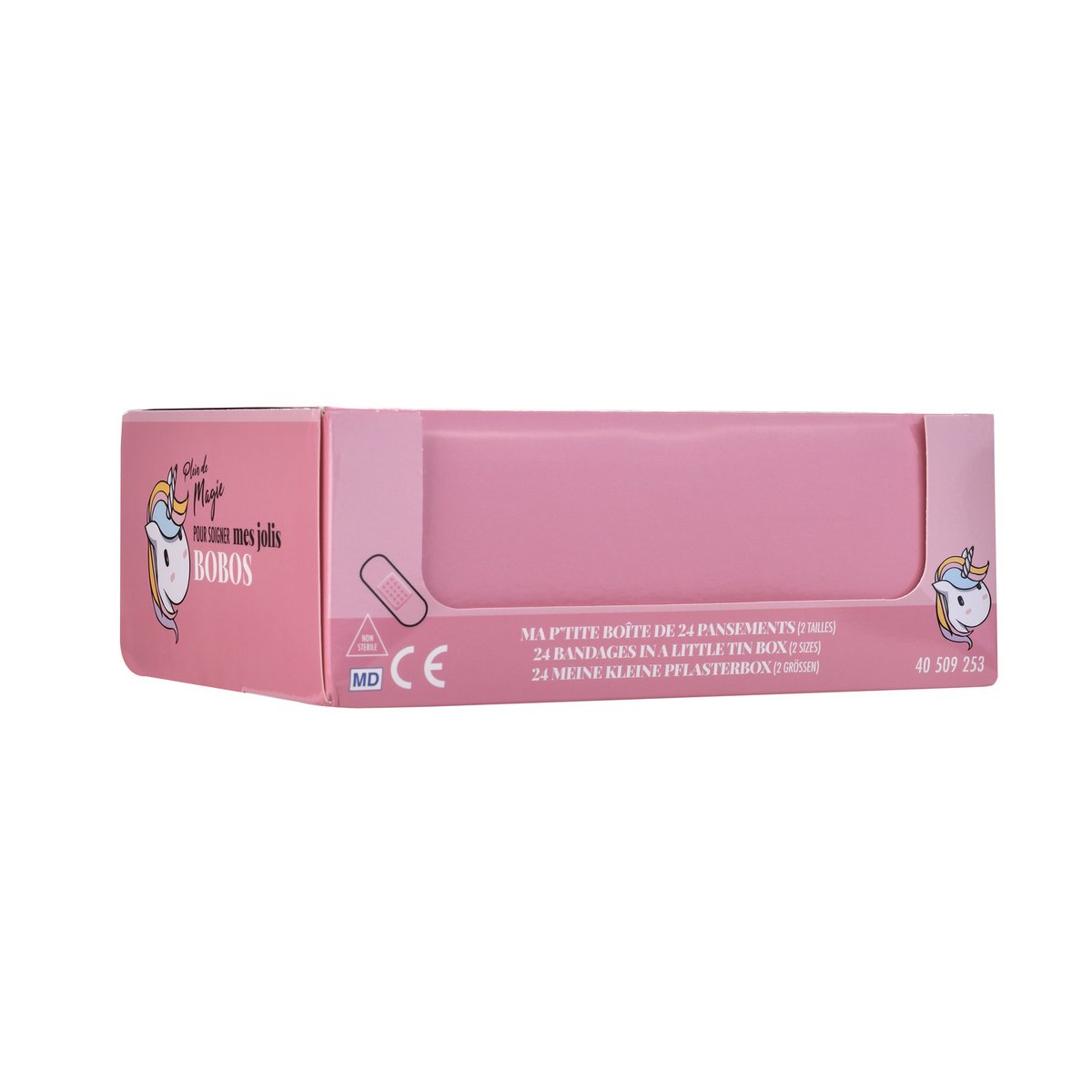 Unicornio, Caja metálica de apósitos, Precortado, Infantil, Junior, Caja de 24 apósitos, 10,9 x 8 x A.2 cm, CUÍDATE
