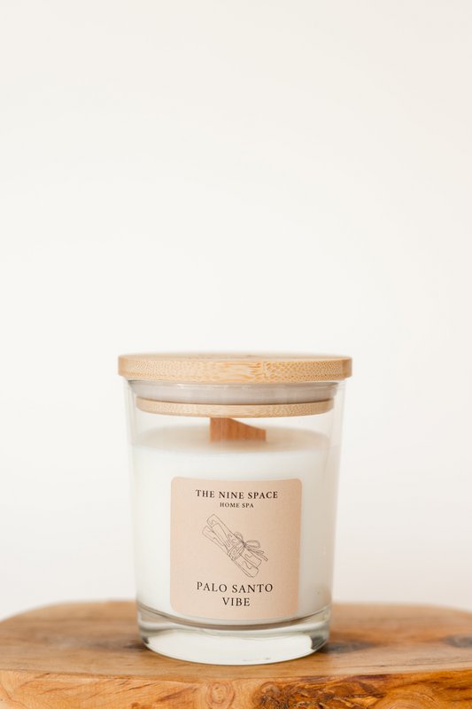 PALO SANTO Vibe lys - klart glas med trævæge
