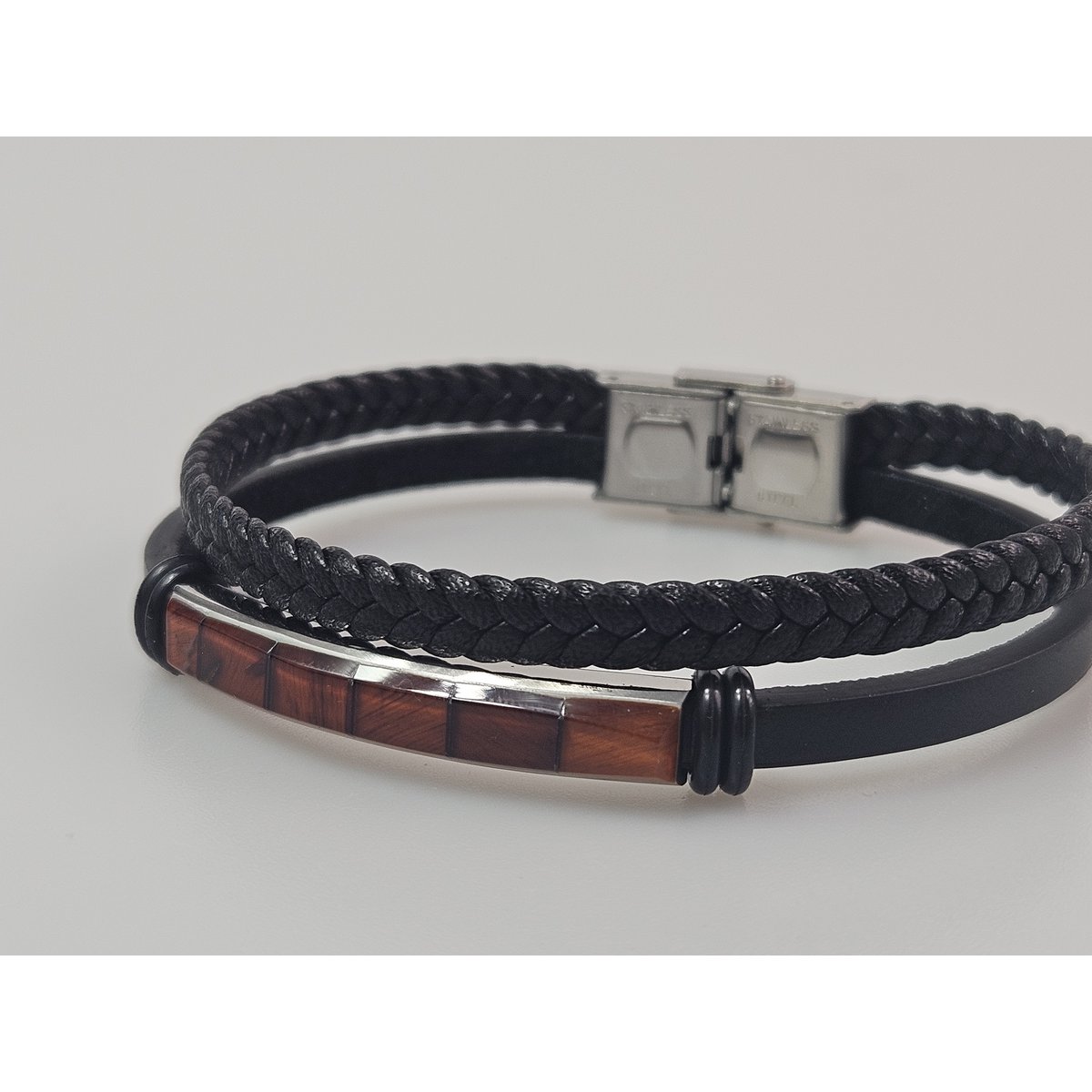 Lederarmband mit baltischem Bernstein Herrenschmuck