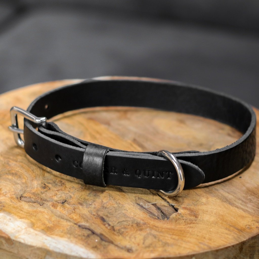 No Fus Collar Dog Leather Nero
