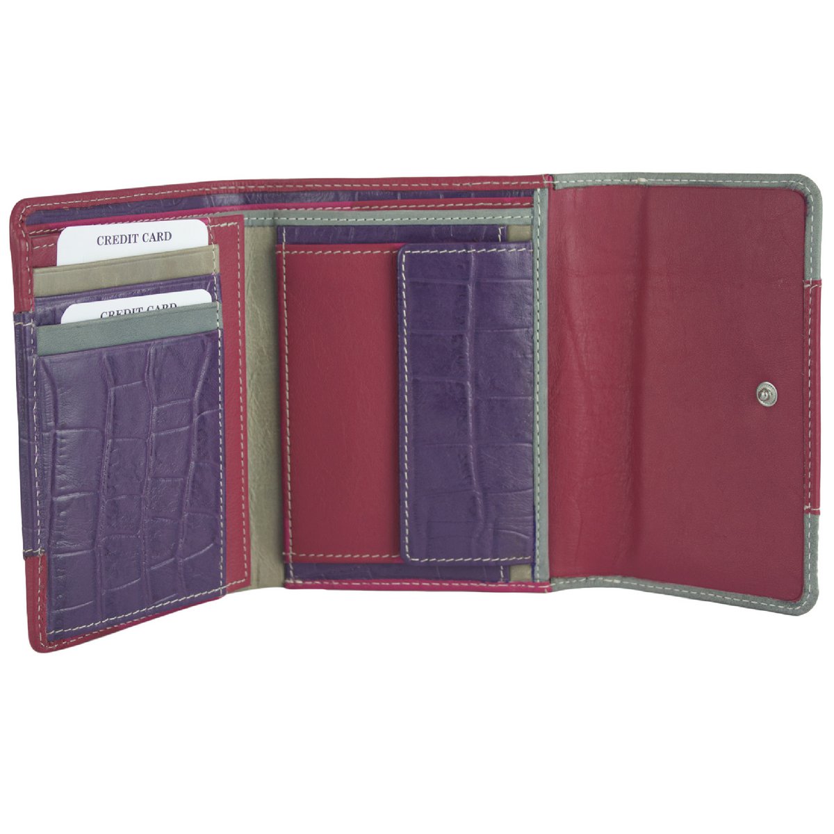 Sunsa damesportemonnee. Leren portemonnee. Portemonnee met RFID-bescherming. Portemonnee gemaakt van overgebleven leer. middelgrote portemonnee voor dames met veel creditcardvakjes - portemonnee voor dames, cadeau-idee
