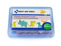 Plasters First Aid Only child ass. 20 strips incl. scissors. 5 different sizes:5x