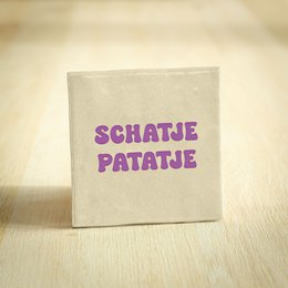 Tegeltje - Schatje Patatje | Beige & Paars | 10x10cm