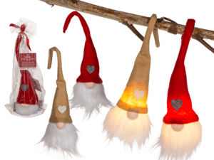 Stoffen kerstkabouter met LED (incl. batterij),